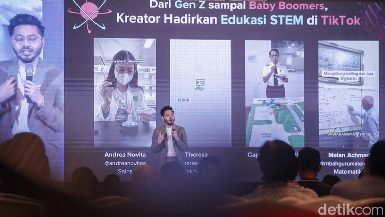 TikTok Luncurkan Fitur Baru untuk Konten Edukasi Sains-Matematika TikTok meluncurkan fitur STEM untuk konten sains, teknologi, teknik, dan matematika di Jakarta, Rabu (5/3/2025). Kepala Pengembangan SDM Kementerian Komunikasi dan Digital (Komdigi), Bonifasius Wahyu Pudjiarto menjelaskan, fitur ini sejalan dengan komitmen pemerintah memajukan ekosistem digital.