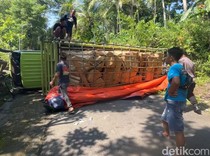 Truk Angkut Mebel Terguling di Trenggalek gegara Ikuti Google Maps
