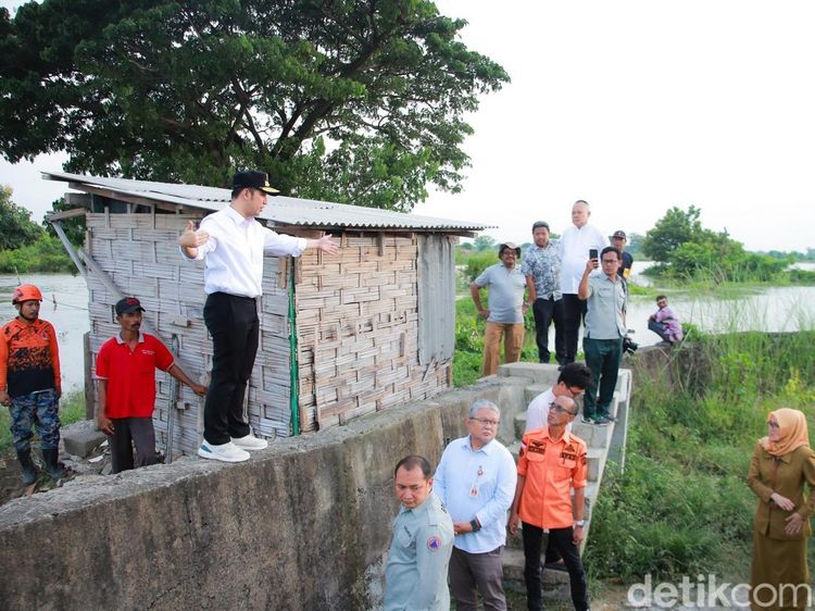 Wagub Emil Dardak Cek Tanggul Kali Lamong Gresik yang Jebol