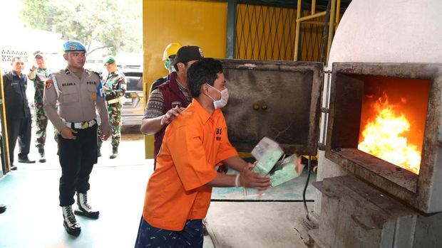 Bareskrim Polri memusnahkan 120 kg sabu barang bukti kasus narkoba