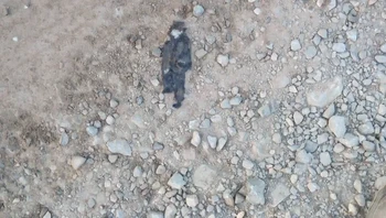 Dari jauh tampak seperti seorang pria mengenakan jas hujan, namun jika dilihat lebih dekat itu hanyalah kain. Foto: Brightside