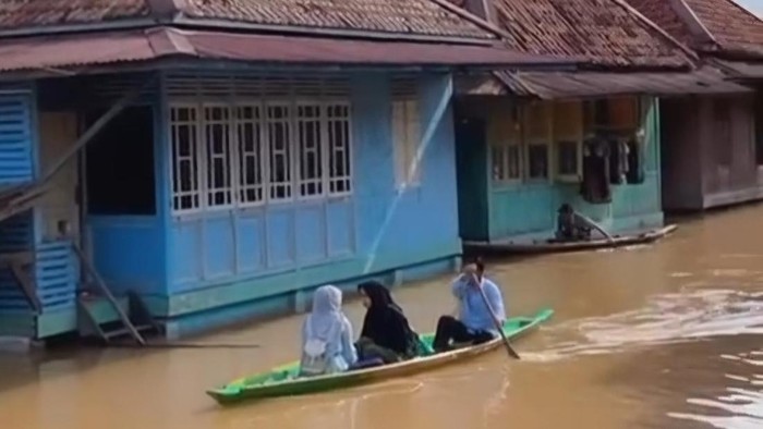 Kondisi banjir terkini di Desa Beringin Makmur I, Kecamatan Rawas Ilir, Muratara, Sumsel
