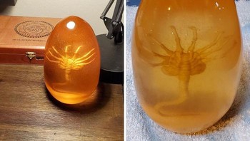 Telur resin Jurrasic Park X Alien yang saya buat Untuk Kakak! Foto: Boredpanda