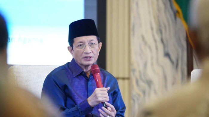 Menag Nasaruddin Umar dalam acara konferensi pers Asta Protas di Jakarta Pusat, Kamis (6/3/2025)