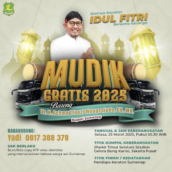 Mudik gratis Lebaran 2025 dari Pemkab Sumenep.
