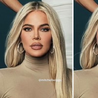 Melalui editan foto ini, Michell Wiggs berusaha ‘mengembalikan’ dan mengingatkan netizen akan wajah lama Khloé. Di kolom komentar, netizen menyebut Khloe adalah salah satu yang paling berubah.Foto: Dok. TikTok @mitchellwiggs