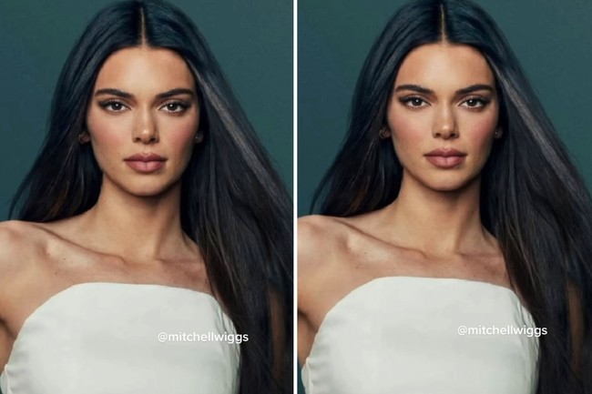 Kendall Jenner yang dikenal sebagai salah satu model tercantik juga cukup berubah drastis. Beberapa komentar menyebut jika wajah lamanya tidak dikenali.Foto: Dok. TikTok @mitchellwiggs
