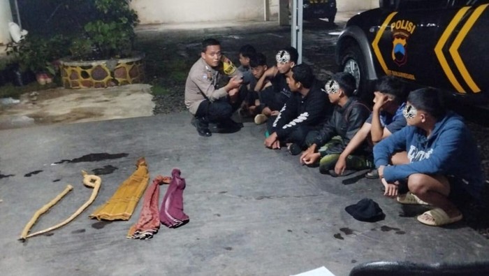 Sejumlah remaja di Kecamatan Wanadadi, Banjarnegara diamankan polisi saat hendak perang sarung, Jumat (7/3/2025).