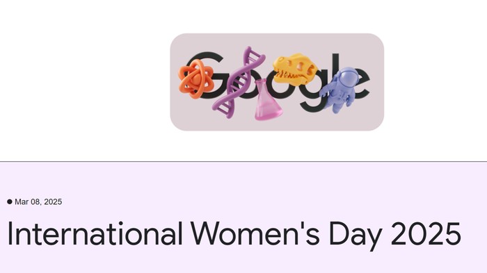 Google Doodle tentang Women International Day 2025. (Screenshot google)
