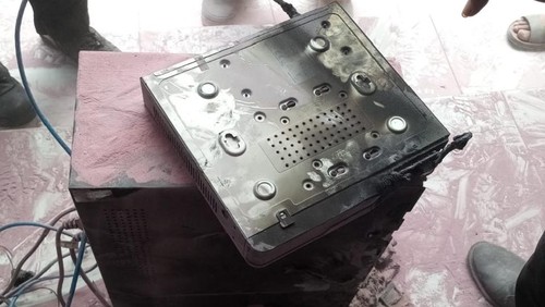 UPS mesin ATM BRI Unit Ngurah Rai, Kecamatan Negara, Kabupaten Jembrana, yang terbakar, Sabtu (8/3/2025).