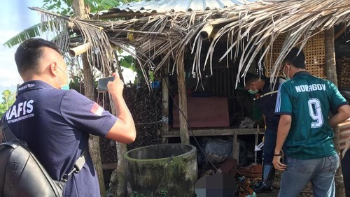 Tim Inafis Polres Lombok Timur olah TKP penemuan mayat di Desa Lenting, Kecamatan Sakra Timur, Lombok Timur,  Sabtu (8/3/2025).