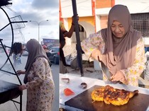 Aktris Senior Ini Jual Ayam Panggang Unik Pakai Kincir Ria