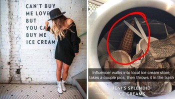 Beli eskrim cuma buat properti, terus dibuang. Foto: fatguytiktok via Bored Panda