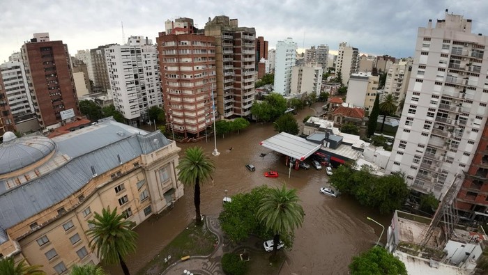 A drone view shows a flooded area in the city of Bahia Blanca, in the province of Buenos Aires, Argentina March 7, 2025. REUTERS/Juan Sebastian Lobos