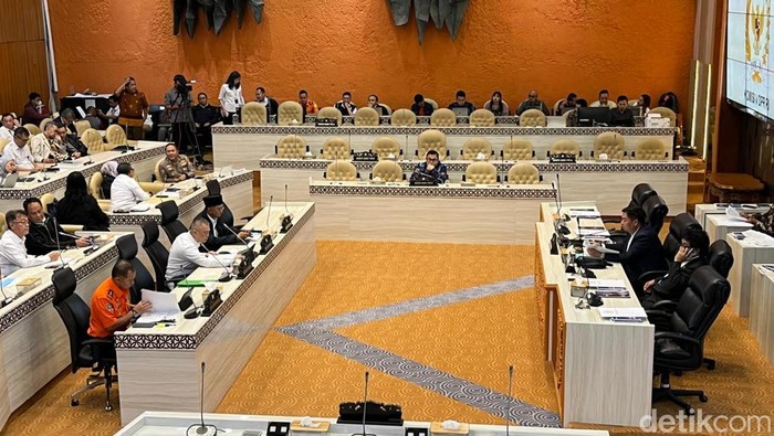 Menhub Dudy Purwagandhi dalam rapat kerja bersama Komisi V DPR RI di Gedung DPR, Jakarta (Anggi/detikcom)