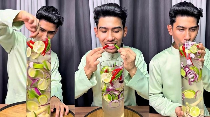 Nyeleneh! TikToker Ini Buka Puasa Pakai Air Soda Bumbu Tomyam