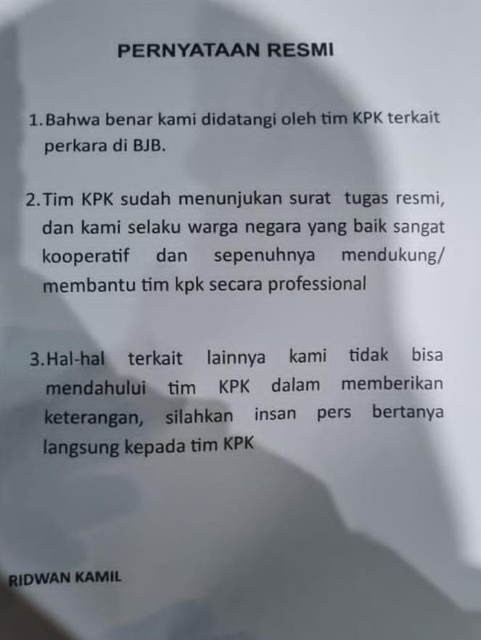 Pernyataan Ridwan Kamil