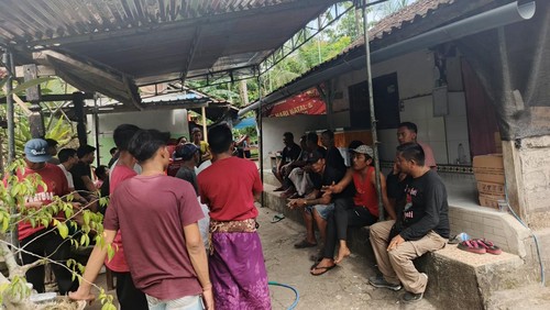 Situasi rumah duka Komang Kusumajaya (37), di Banjar Wali, Desa Yehembang, Kecamatan Mendoyo, Jembrana, Selasa (11/3/2025). (I Putu Adi Budiastrawan/detikBali)