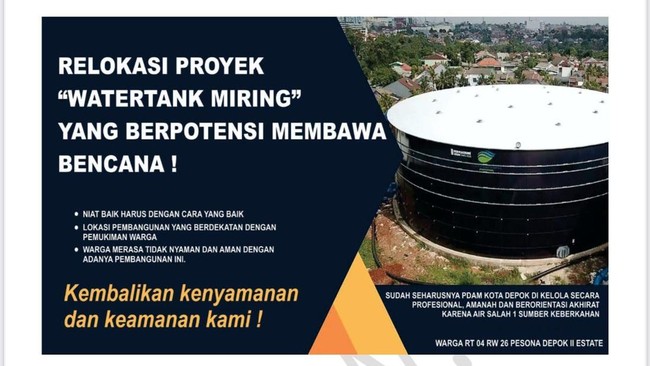 Tangki 10 Juta Liter Miring Bikin Warga Depok Geger