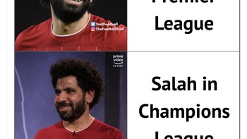 Salah perkasa di Liga Inggris dan melempem di Liga Champions. Foto: X.com