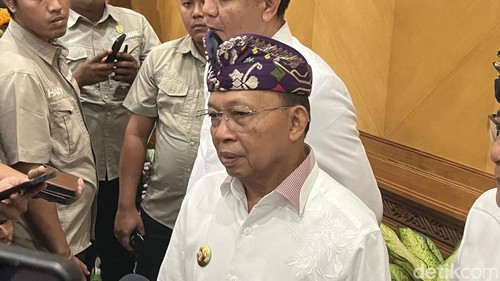 Gubernur Bali Wayan Koster di Balai Budaya Giri Nata, Puspem Badung, Rabu (12/3/2025).