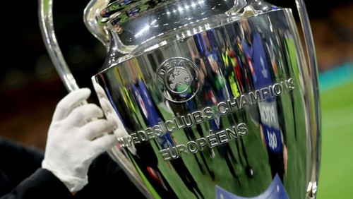 MILAN, ITALY - MARCH 11:  The Champions League trophy before the UEFA Champions League 2024/25 UEFA Champions League 2024/25 Round of 16 Second Leg match between FC Internazionale Milano and Feyenoord at  on March 11, 2025 in Milan, Italy. (Photo by Carl Recine - UEFA/UEFA via Getty Images)