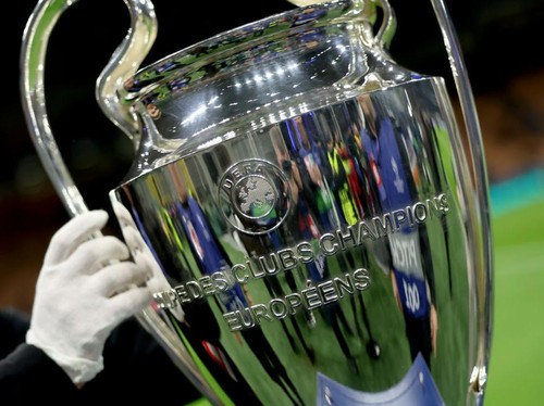 MILAN, ITALY - MARCH 11:  The Champions League trophy before the UEFA Champions League 2024/25 UEFA Champions League 2024/25 Round of 16 Second Leg match between FC Internazionale Milano and Feyenoord at  on March 11, 2025 in Milan, Italy. (Photo by Carl Recine - UEFA/UEFA via Getty Images)