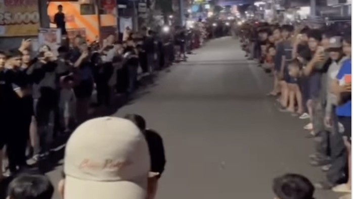 Viral balap lari di Bekasi. (Dok. screenshot video viral)