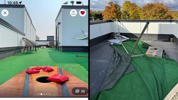 Suasana rooftop yang dipajang di Airbnb dan kenyataan. Foto: Boredpanda