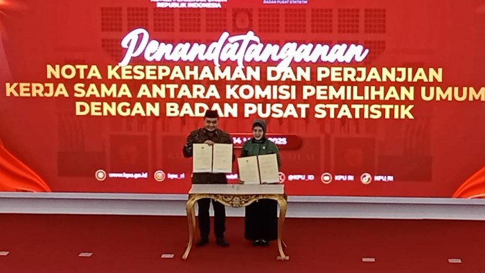 KPU dan BPS teken MoU soal data terpadu (Maulani/detikcom)