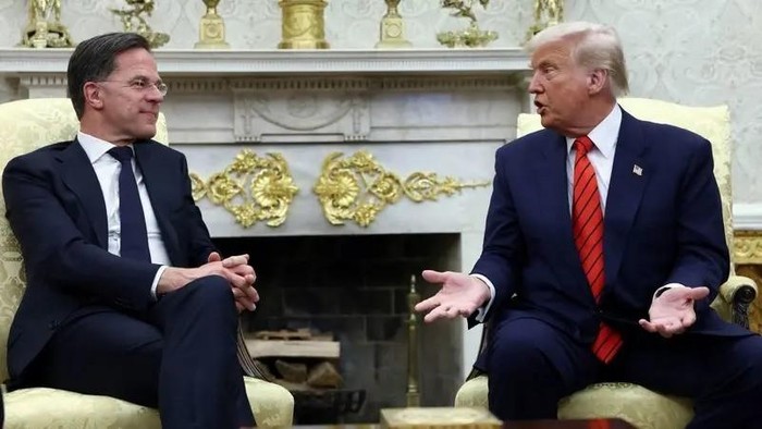 US President Donald Trump meets NATO Secretary General Mark Rutte, in the Oval Office at the White House in Washington, D.C., US, March 13, 2025. (Reuters)