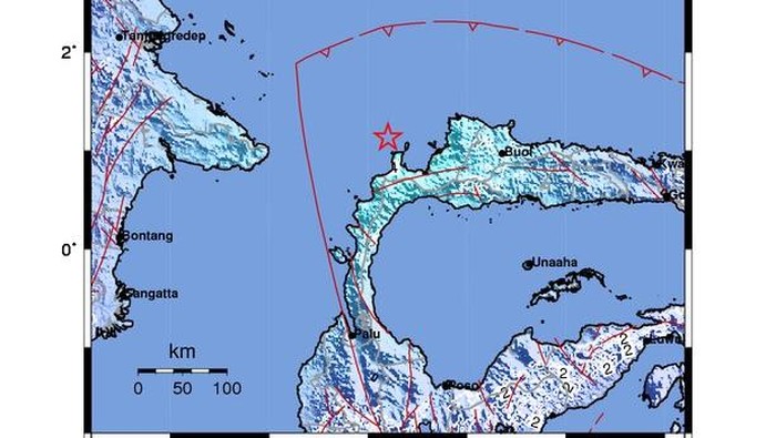 Titik gempa M 5,5 di Tolitoli, Sulteng