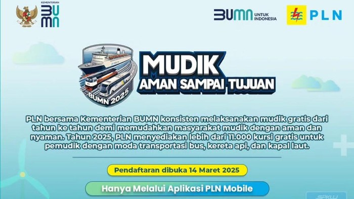 Cara Daftar Mudik Gratis PLN 2025 Beserta Syarat, Jadwal, dan Kota Tujuannya