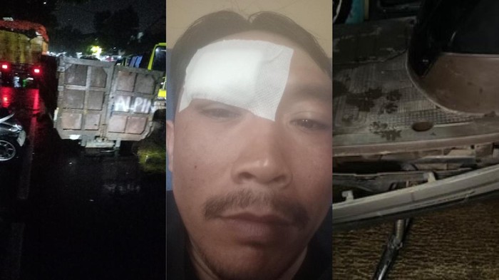 Drivel ojol yang menabrak bak truk sampah di Jalan Leuwipanjang.