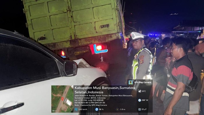 Lokasi kecelakaan beruntun di Muba.