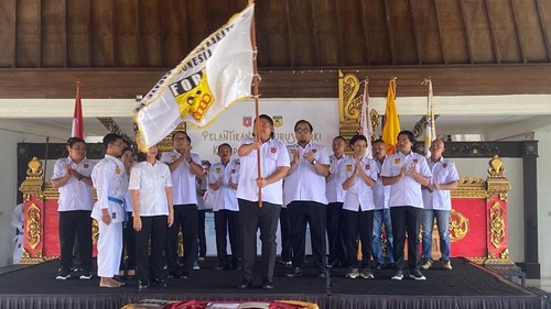 Pelantikan pengurus Forki Karangasem periode 2025-2029, Sabtu (15/3/2025). (I Wayan Selamat Juniasa/detikBali)