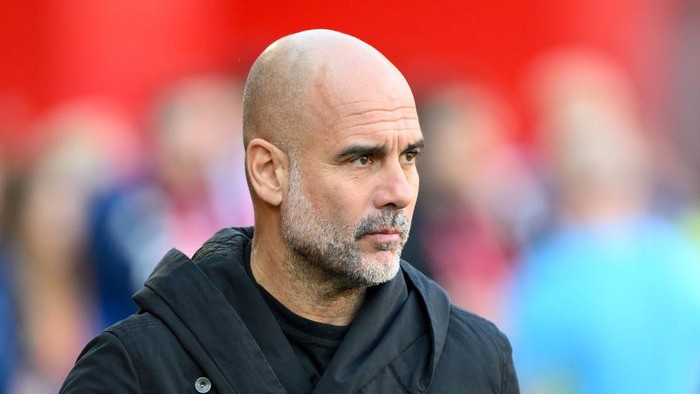 Pep Guardiola is the manager of Manchester City during the Premier League match between Nottingham Forest and Manchester City at the City Ground in Nottingham, England, on March 8, 2025. (Photo by MI News/NurPhoto via Getty Images)