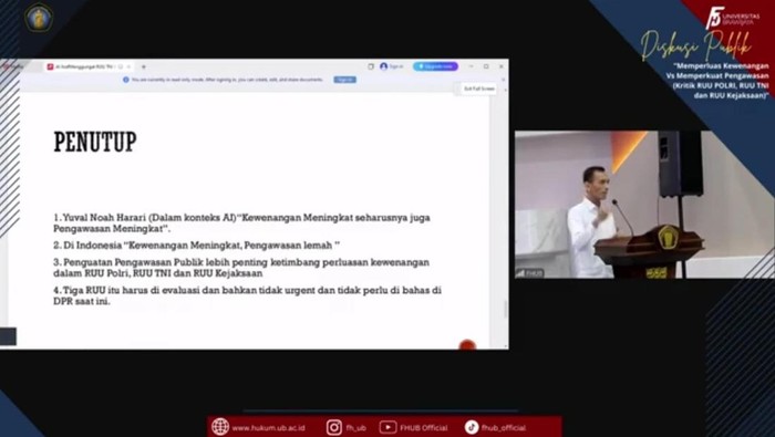 Peneliti Senior Imparsial & Ketua Centra Initiative Al Araf (Tangkapan layar YouTube FHUB Official).