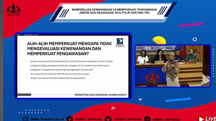 Perhimpunan Bantuan Hukum dan HAM Indonesia (PBHI), Gina Sabrina (Tangkapan layar YouTube Universitas Trisakti).