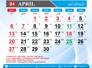 Libur Lebaran 2025, Ini Daftar Tanggal Merah April