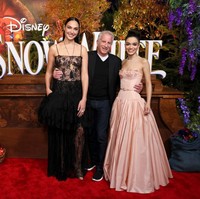 Tiba waktu premier film tersebut. Rachel tampil anggun dalam balutan gaun strapless pink muda pastel bersiluet korset, aplikasi kupu-kupu, dan rok panjang menjuntai. (Foto: Getty Images for Disney/Rodin Eckenroth)