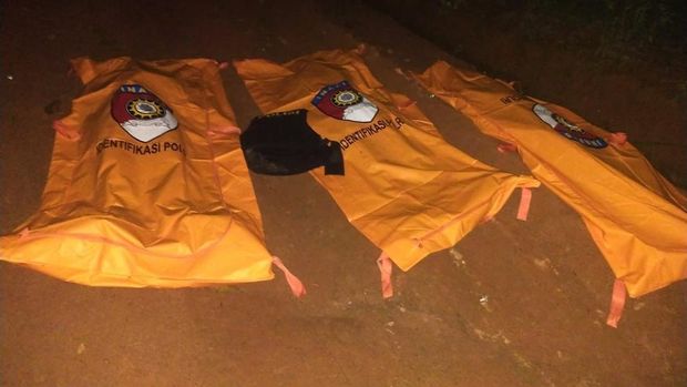 Tiga jasad anggota Polri yang tewas ditembak di Lampung.