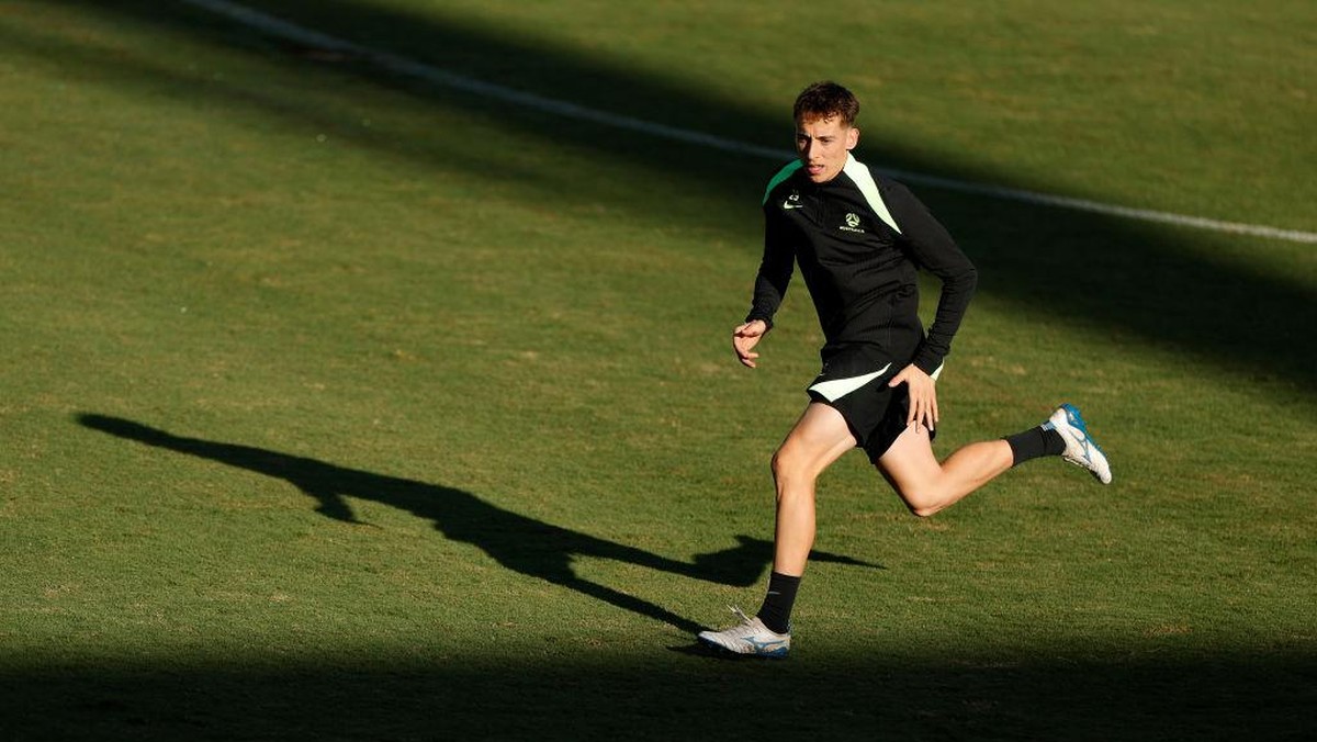 Kai Trewin saat berlatih bersama Timnas Australia pada Senin (17/3) kemarin. Foto: Getty Images/Darrian Traynor