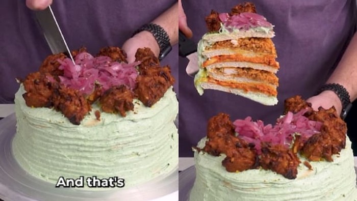 kue unik dengan isian olahan ayam khas India