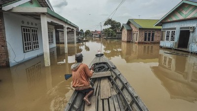 Penampakan Banjir Kepung Tujuh Desa di Muaro Jambi