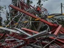 Potret Tower BTS 30 Meter Ambruk Diterjang Angin Puting Beliung