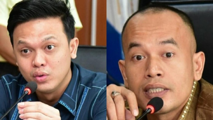 David Roni (kiri) dan Dodi Robert (kanan) saat rapat dengar pendapat Komisi 3 DPRD Medan. (Instagram @humasdprdkotamedan)