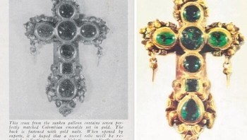 Tuckers Cross adalah salib emas 22 karat yang dihiasi dengan tujuh zamrud, ditemukan oleh penjelajah Bermuda Teddy Tucker pada tahun 1955. Salib ini diyakini berasal dari kapal perang Spanyol San Pedro, yang tenggelam pada tahun 1594. Awalnya dianggap buatan India, salib ini menjadi artefak kapal karam paling berharga pada tahun 1997. Tucker menjualnya kepada pemerintah Bermuda pada tahun 1959 untuk dipajang di Museum Aquarian. Namun, salib ini dicuri sebelum kunjungan kerajaan pada tahun 1966, dan diganti dengan replikanya. Saat ini, sebuah atraksi ruang pelarian di Galangan Kapal Bermuda dinamai berdasarkan salib ini. Foto: Boredpanda
