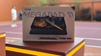 Inilah Tecno Megapad 11, tablet ini chipset MediaTek Helio G99 yang dibuat dengan fabrikasi 6 nm. Tablet ini tersedia dalam dua varian penyimpanan, yakni RAM 8 GB dengan ROM 128 GB atau 256 GB, yang dapat diperluas melalui slot microSD. Kombinasi ini cukup ideal untuk menyimpan aplikasi, dokumen, hingga konten multimedia. Foto: Adi Fida Rahman/detikINET