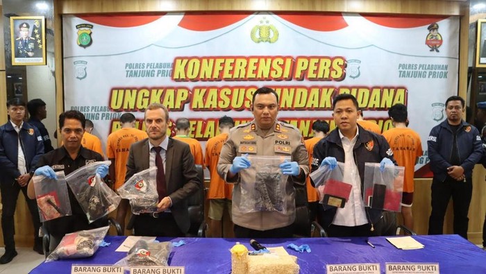 Konferensi pers di Polres Pelabuhan Tanjung Priok (Dok istimewa).